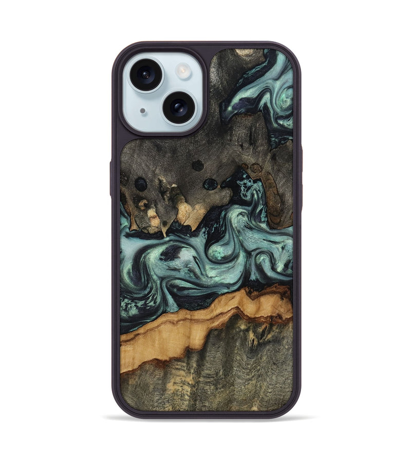 iPhone 15 Wood Phone Case - Zaiden (Green, 817662)