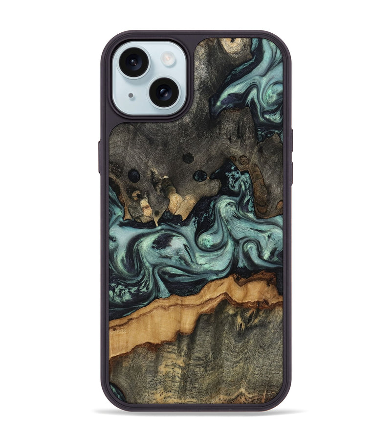iPhone 15 Plus Wood Phone Case - Zaiden (Green, 817662)