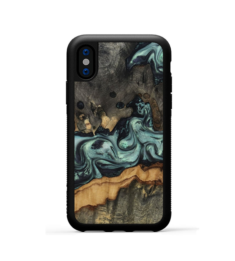 iPhone Xs Wood Phone Case - Zaiden (Green, 817662)