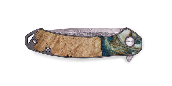 EDC Wood Pocket Knife - Maura (Teal & Gold, 817667)