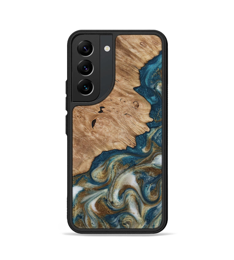 Galaxy S22 Wood Phone Case - Maura (Teal & Gold, 817667)