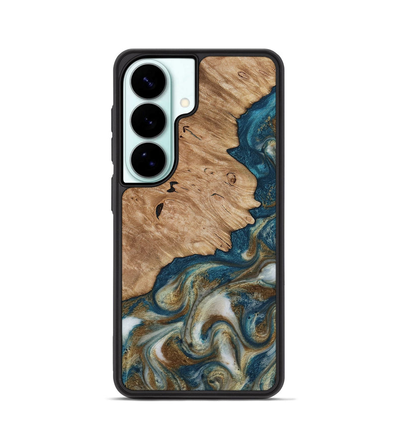Galaxy S26 Wood Phone Case - Maura (Teal & Gold, 817667)