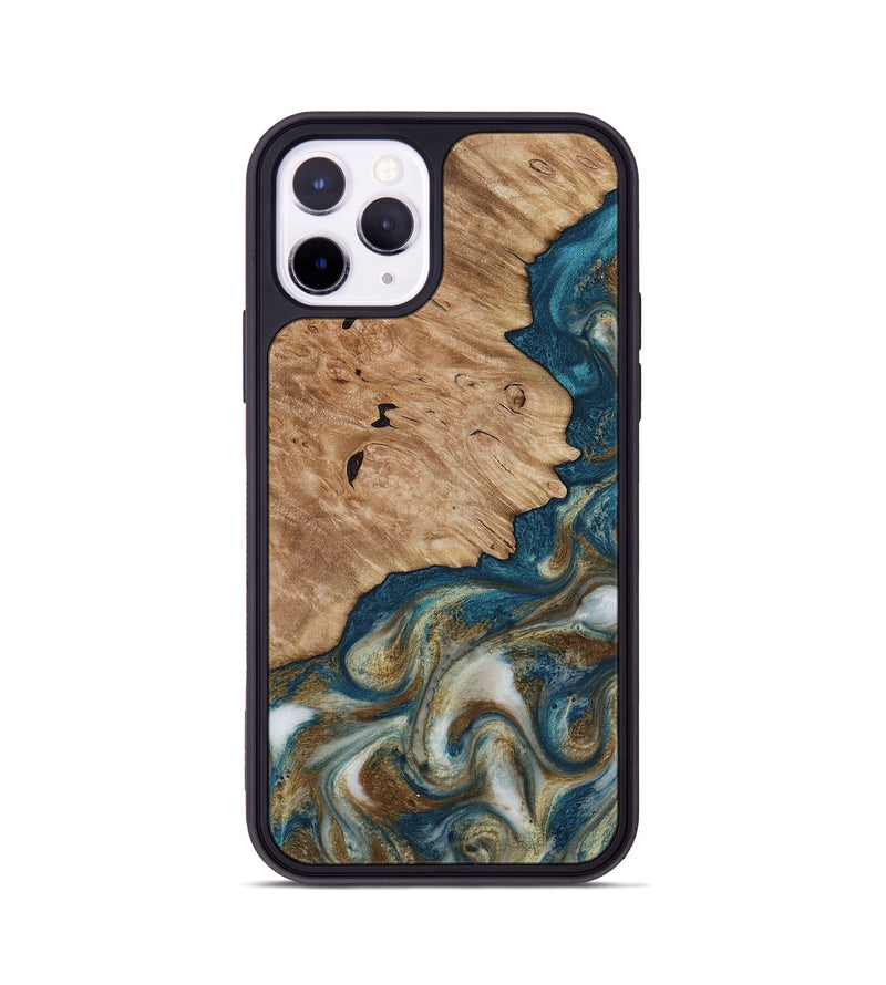 iPhone 11 Pro Wood Phone Case - Maura (Teal & Gold, 817667)