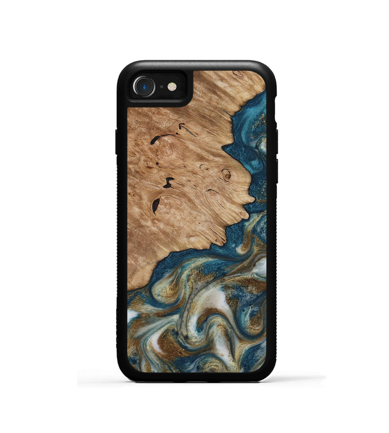 iPhone SE Wood Phone Case - Maura (Teal & Gold, 817667)