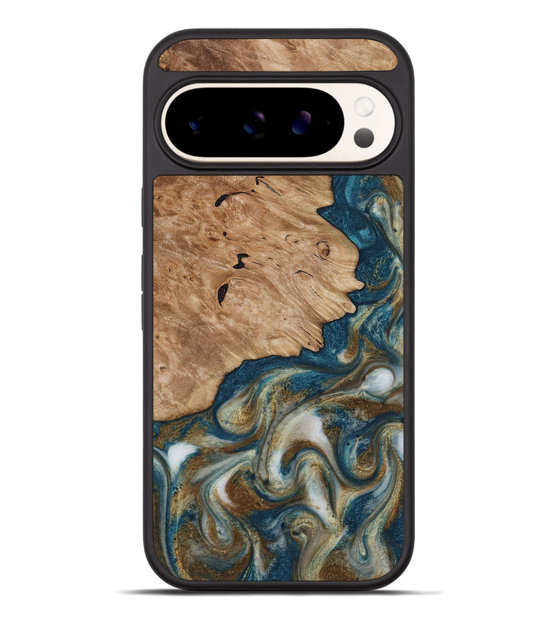 Pixel 9 Pro XL Wood Phone Case - Maura (Teal & Gold, 817667)