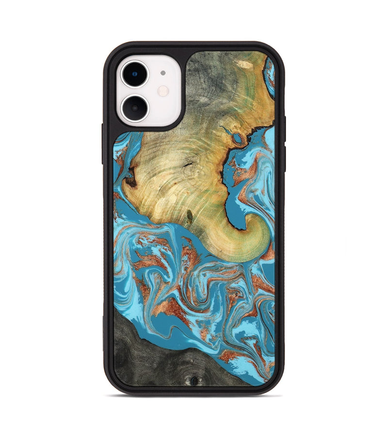 iPhone 11 Wood Phone Case - Taliyah (Teal & Gold, 817668)