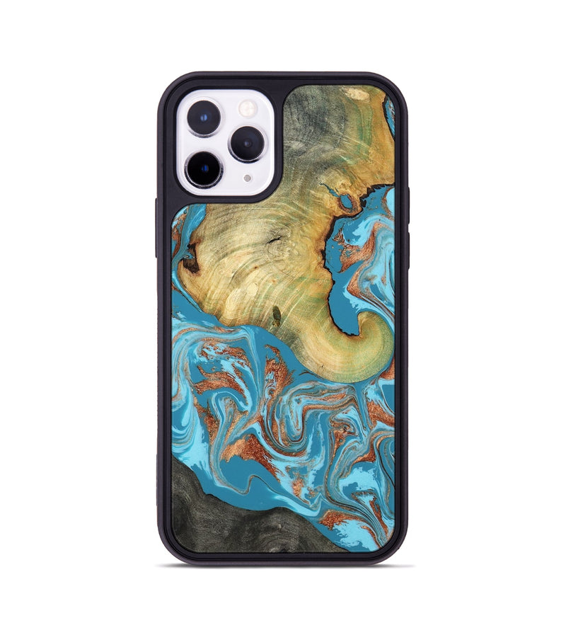 iPhone 11 Pro Wood Phone Case - Taliyah (Teal & Gold, 817668)