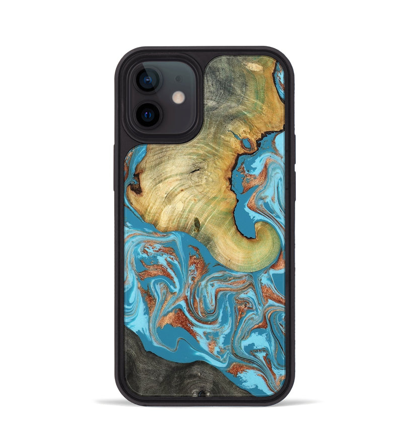 iPhone 12 Wood Phone Case - Taliyah (Teal & Gold, 817668)