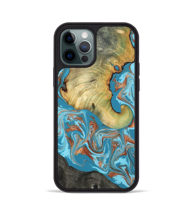 iPhone 12 Pro Wood Phone Case - Taliyah (Teal & Gold, 817668)