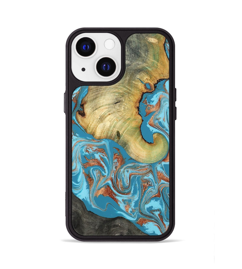 iPhone 13 Wood Phone Case - Taliyah (Teal & Gold, 817668)