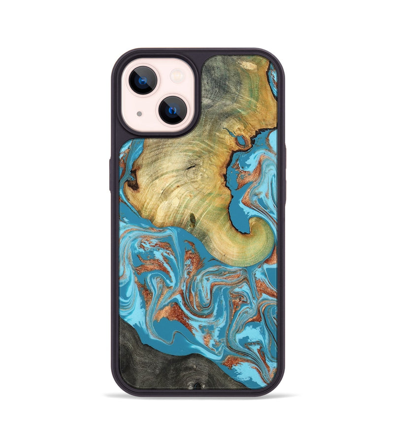 iPhone 14 Wood Phone Case - Taliyah (Teal & Gold, 817668)