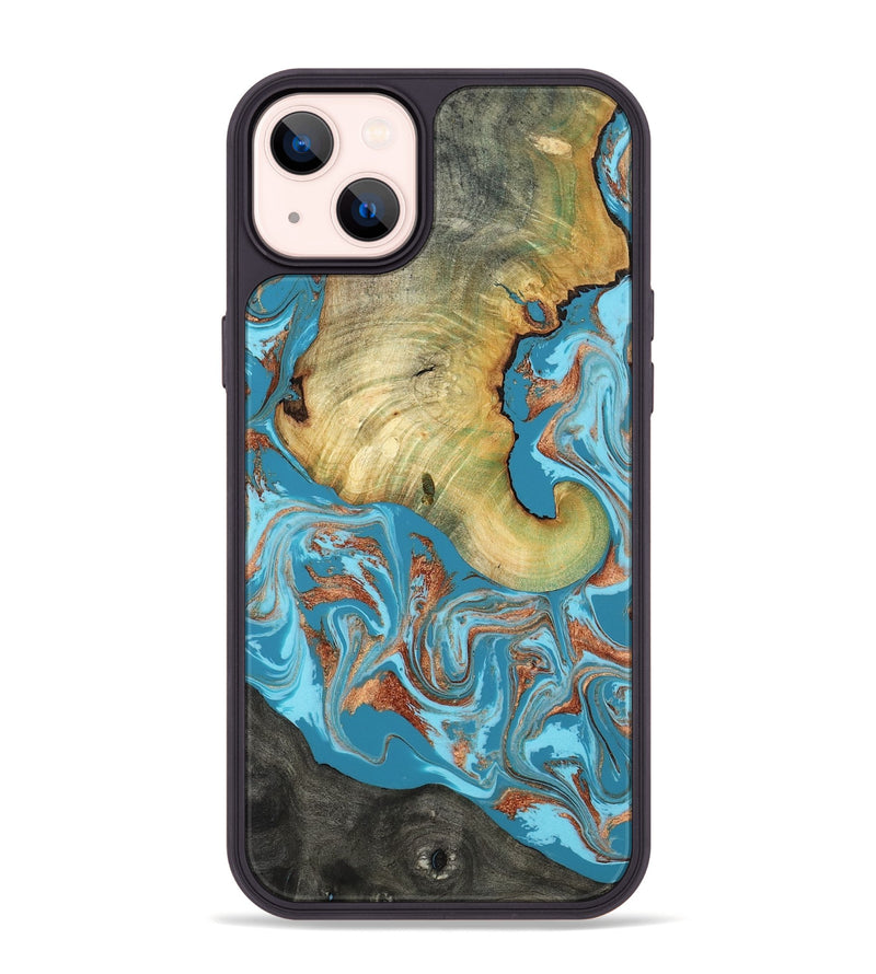iPhone 14 Plus Wood Phone Case - Taliyah (Teal & Gold, 817668)