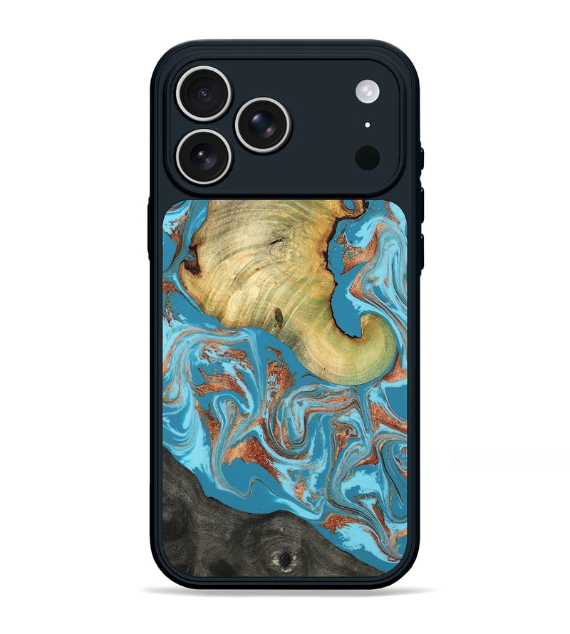 iPhone 17 Pro Max Wood Phone Case - Taliyah (Teal & Gold, 817668)