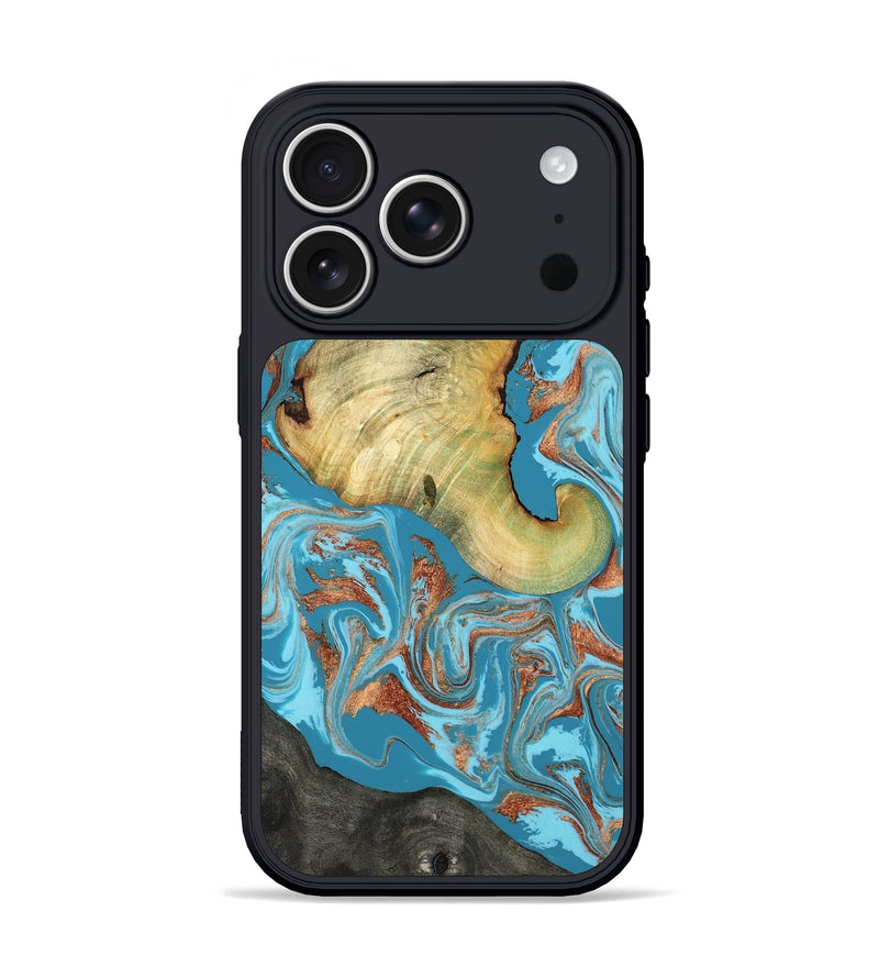iPhone 17 Pro Wood Phone Case - Taliyah (Teal & Gold, 817668)