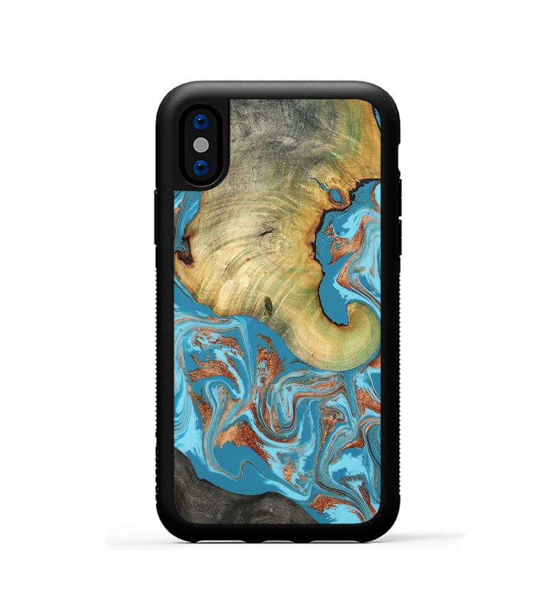 iPhone Xs Wood Phone Case - Taliyah (Teal & Gold, 817668)