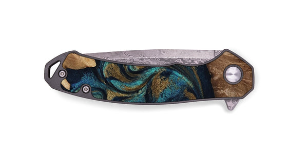 EDC Wood Pocket Knife - Dandre (Teal & Gold, 817669)