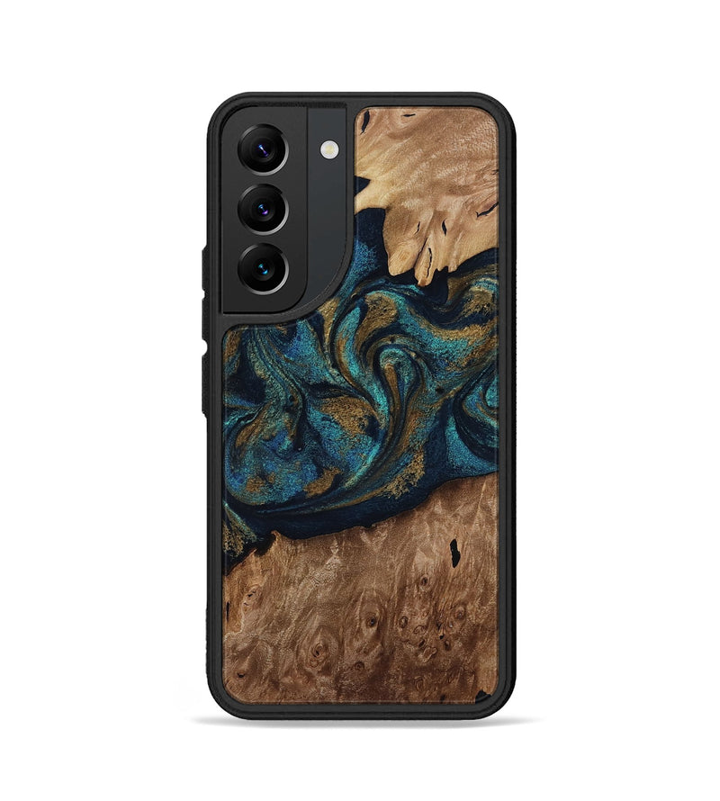 Galaxy S22 Wood Phone Case - Dandre (Teal & Gold, 817669)