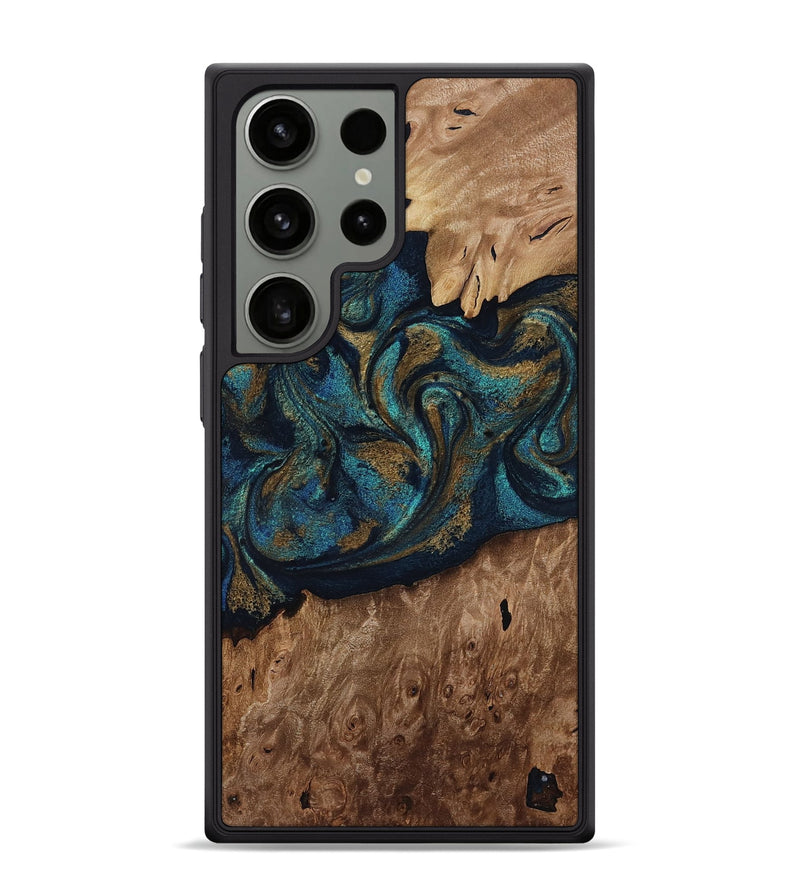 Galaxy S24 Ultra Wood Phone Case - Dandre (Teal & Gold, 817669)
