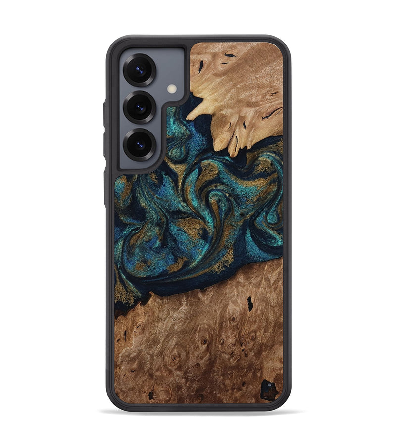 Galaxy S25 Plus Wood Phone Case - Dandre (Teal & Gold, 817669)