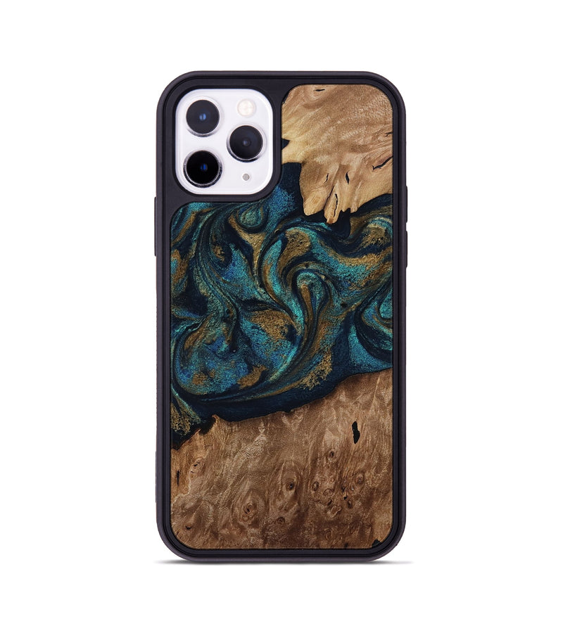 iPhone 11 Pro Wood Phone Case - Dandre (Teal & Gold, 817669)