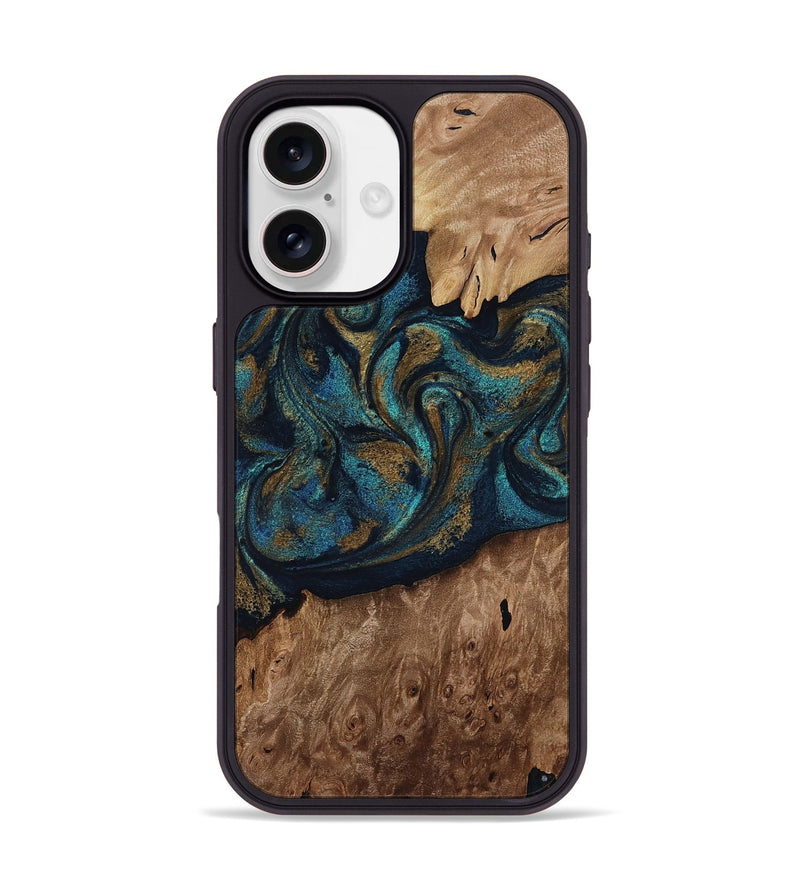 iPhone 17 Wood Phone Case - Dandre (Teal & Gold, 817669)
