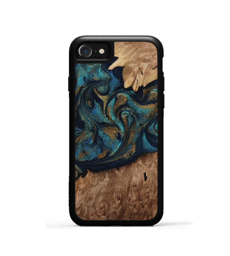 iPhone SE Wood Phone Case - Dandre (Teal & Gold, 817669)