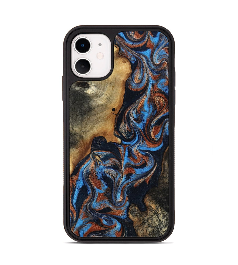 iPhone 11 Wood Phone Case - Ami (Teal & Gold, 817670)