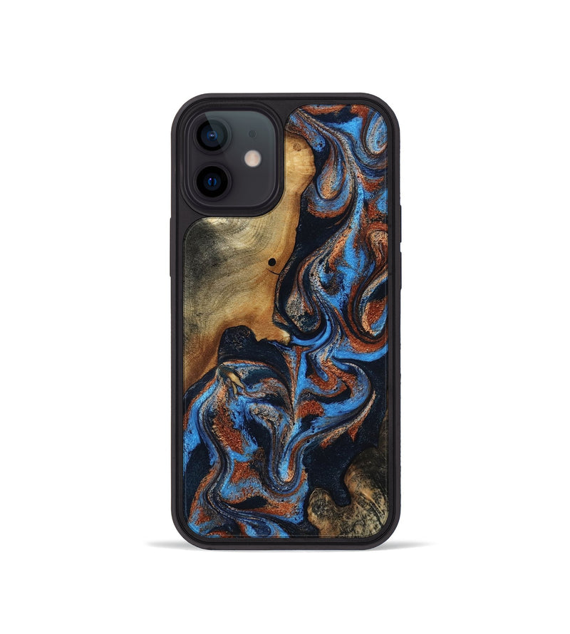 iPhone 12 mini Wood Phone Case - Ami (Teal & Gold, 817670)