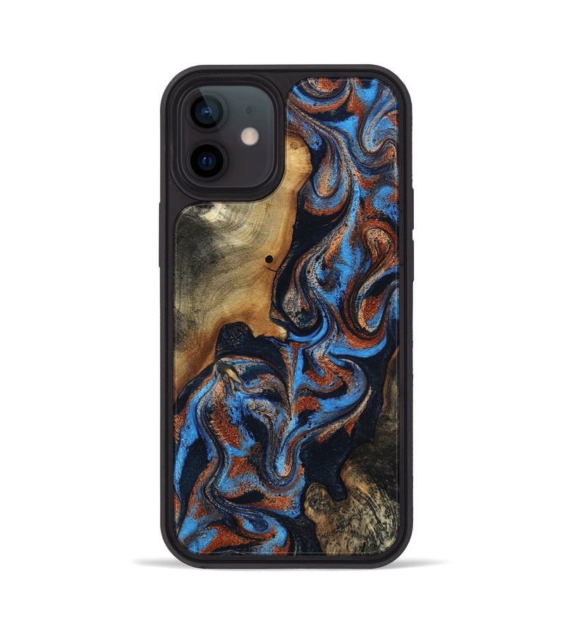 iPhone 12 Wood Phone Case - Ami (Teal & Gold, 817670)