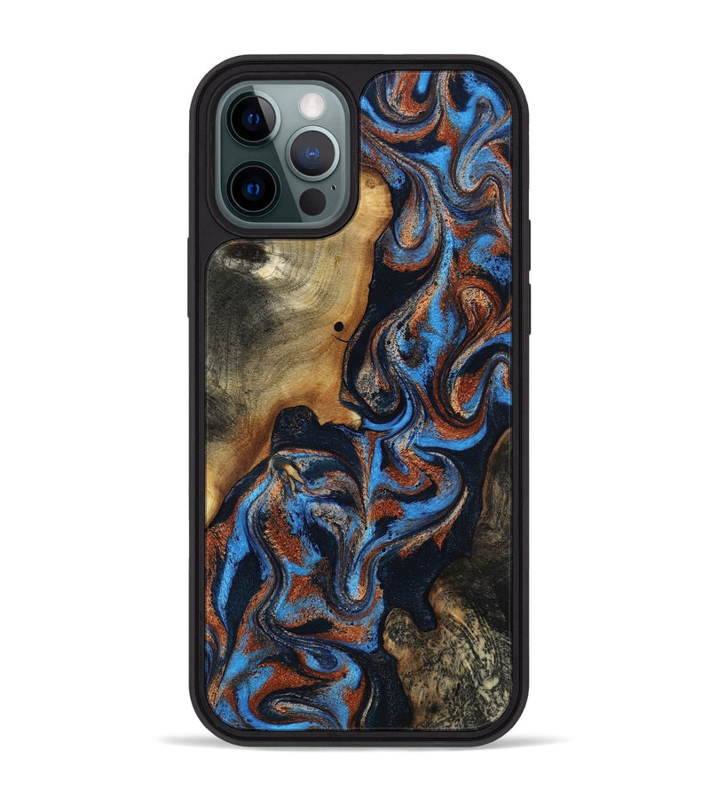 iPhone 12 Pro Max Wood Phone Case - Ami (Teal & Gold, 817670)