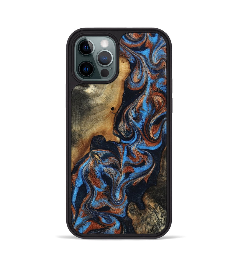 iPhone 12 Pro Wood Phone Case - Ami (Teal & Gold, 817670)