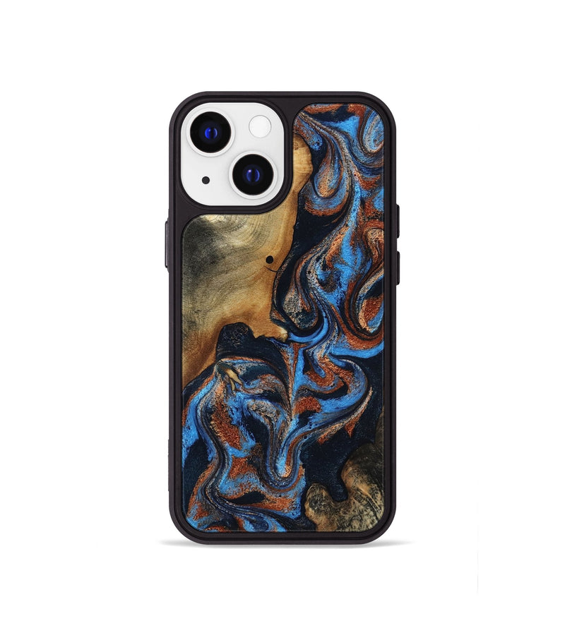iPhone 13 mini Wood Phone Case - Ami (Teal & Gold, 817670)
