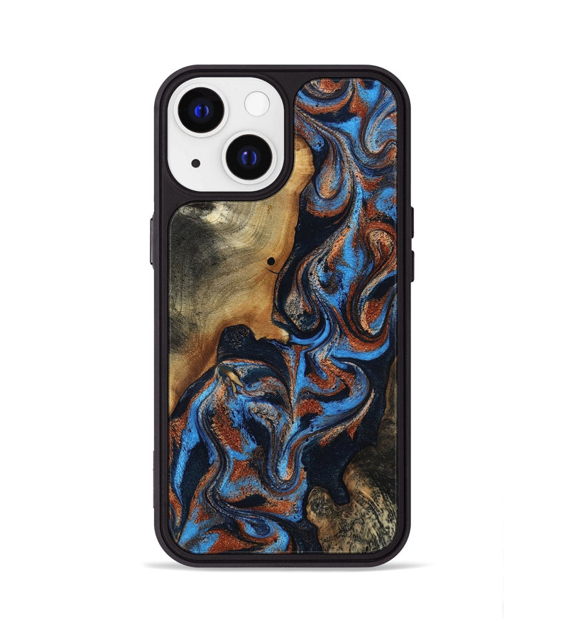 iPhone 13 Wood Phone Case - Ami (Teal & Gold, 817670)