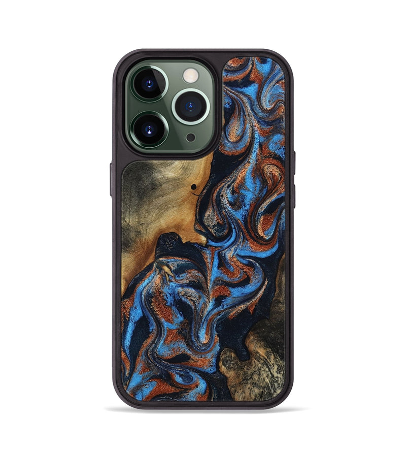 iPhone 13 Pro Wood Phone Case - Ami (Teal & Gold, 817670)