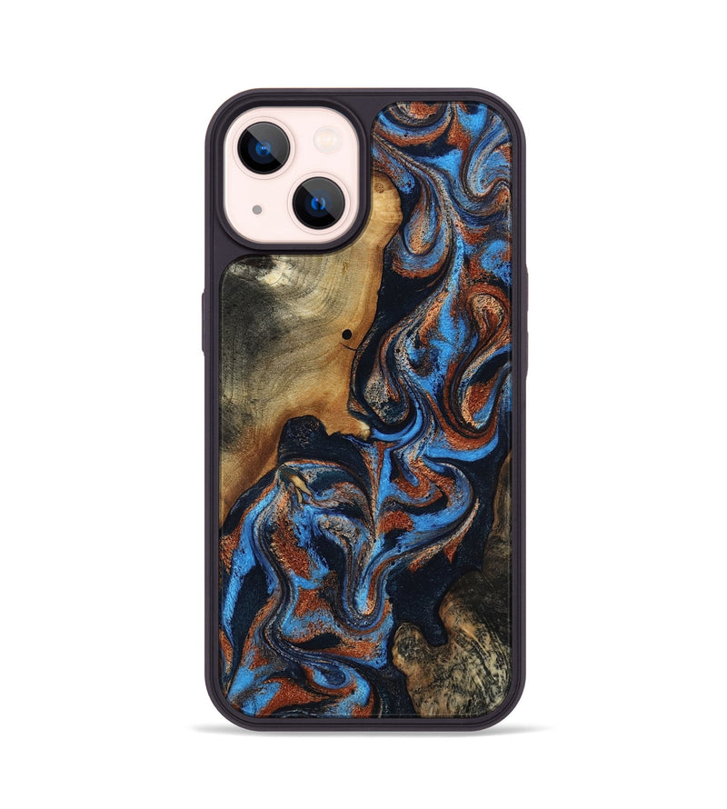 iPhone 14 Wood Phone Case - Ami (Teal & Gold, 817670)