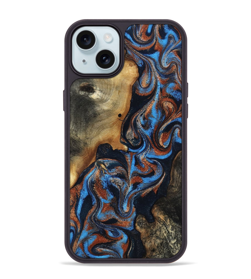 iPhone 15 Plus Wood Phone Case - Ami (Teal & Gold, 817670)