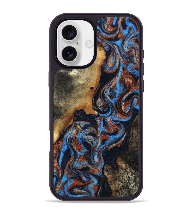 iPhone 16 Plus Wood Phone Case - Ami (Teal & Gold, 817670)