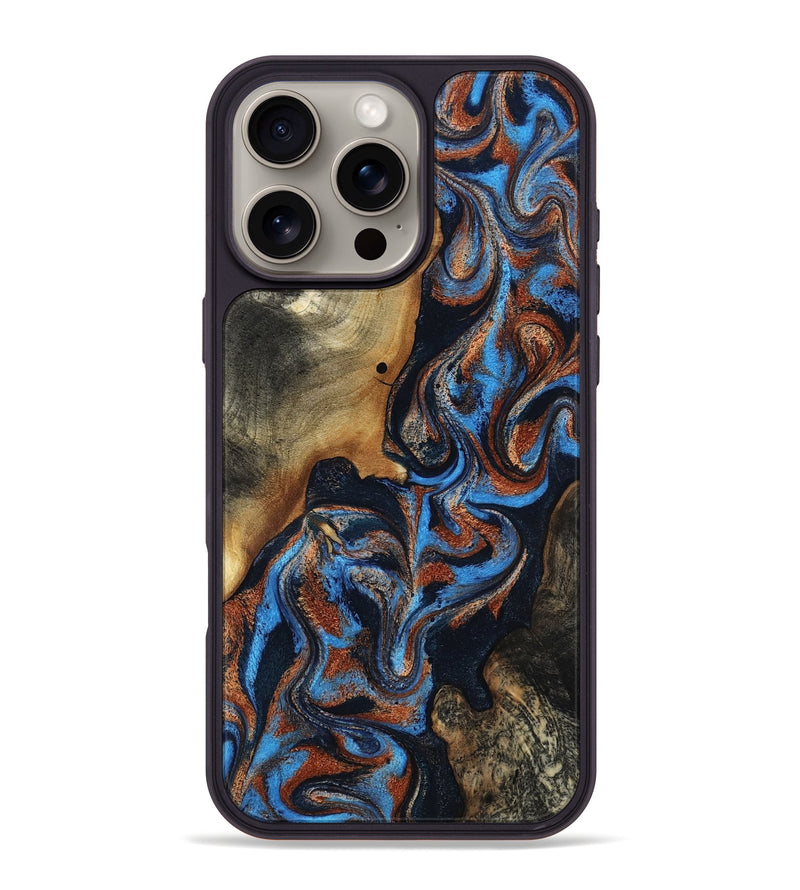 iPhone 16 Pro Max Wood Phone Case - Ami (Teal & Gold, 817670)