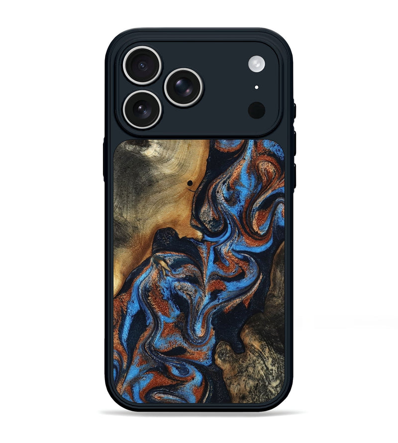 iPhone 17 Pro Max Wood Phone Case - Ami (Teal & Gold, 817670)