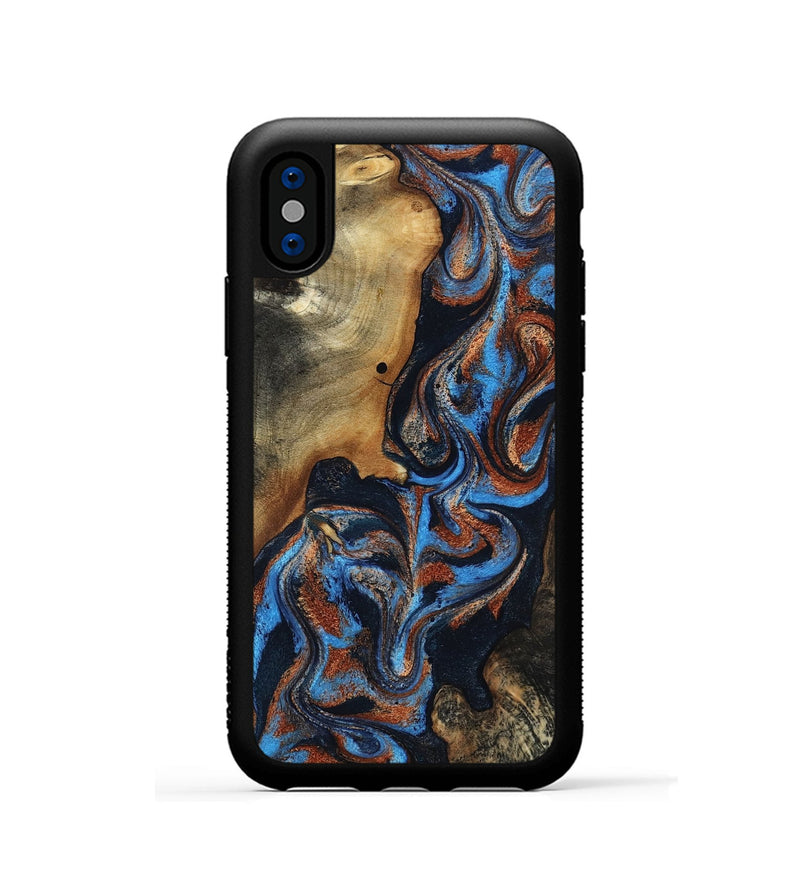 iPhone Xs Wood Phone Case - Ami (Teal & Gold, 817670)