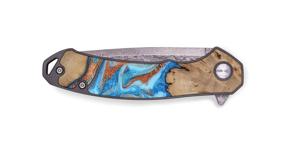 EDC Wood Pocket Knife - Zayne (Teal & Gold, 817671)