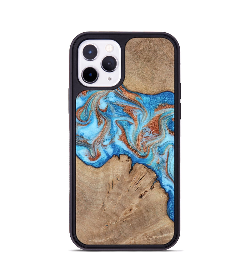 iPhone 11 Pro Wood Phone Case - Zayne (Teal & Gold, 817671)