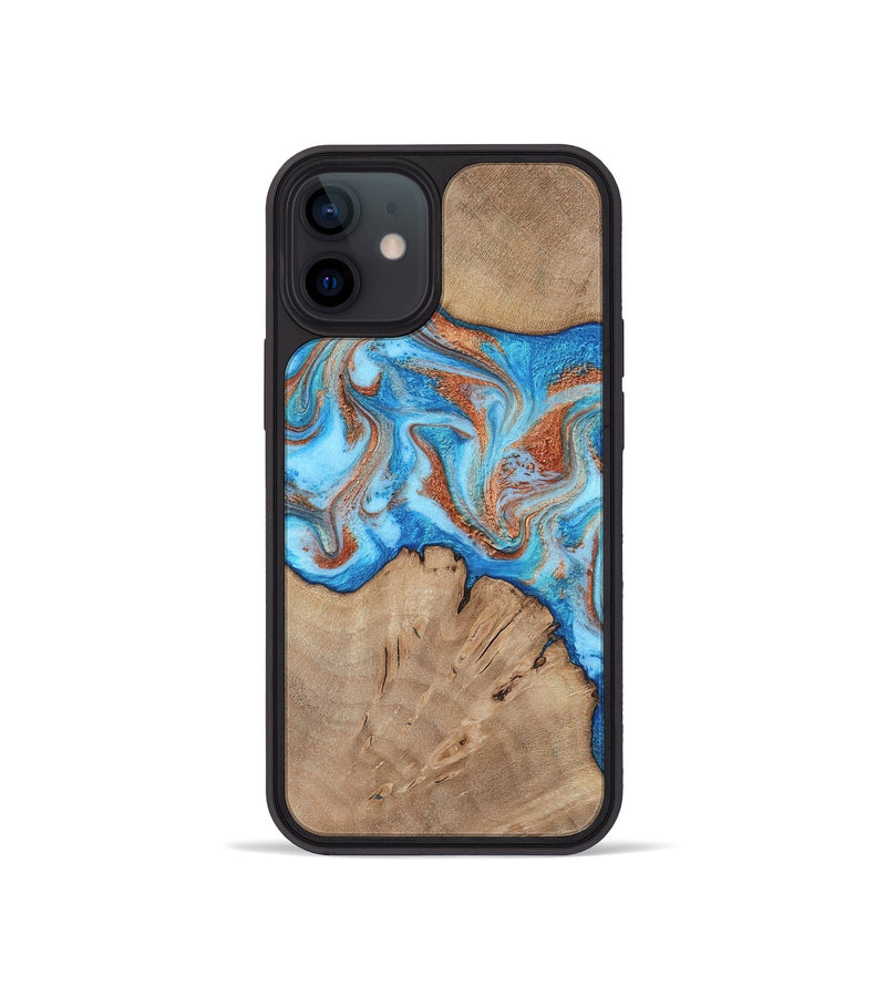iPhone 12 mini Wood Phone Case - Zayne (Teal & Gold, 817671)