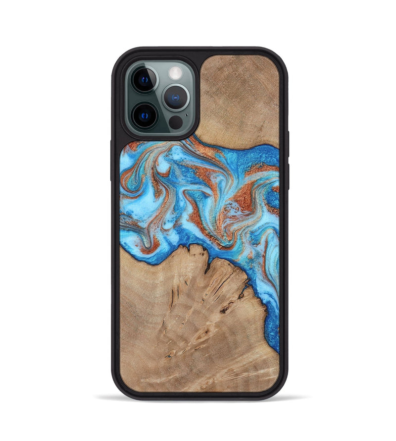 iPhone 12 Pro Wood Phone Case - Zayne (Teal & Gold, 817671)