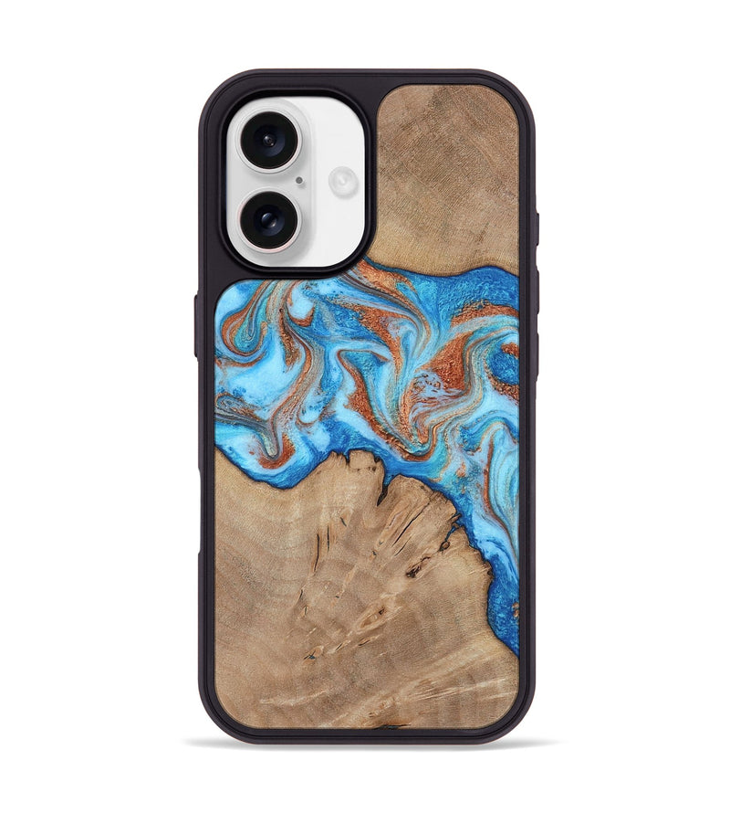 iPhone 17 Wood Phone Case - Zayne (Teal & Gold, 817671)