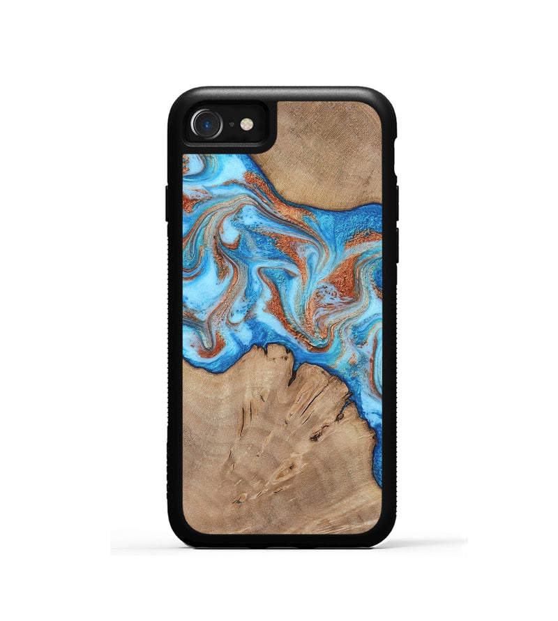 iPhone SE Wood Phone Case - Zayne (Teal & Gold, 817671)