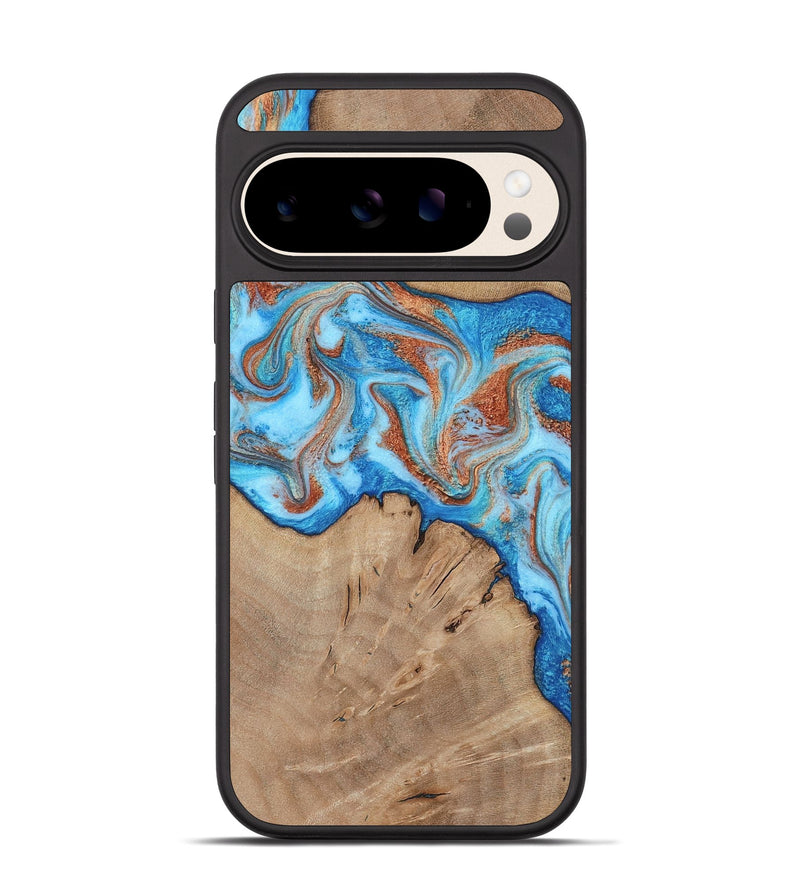 Pixel 10 Wood Phone Case - Zayne (Teal & Gold, 817671)