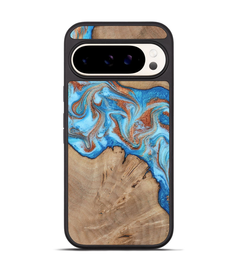 Pixel 9 Pro Wood Phone Case - Zayne (Teal & Gold, 817671)