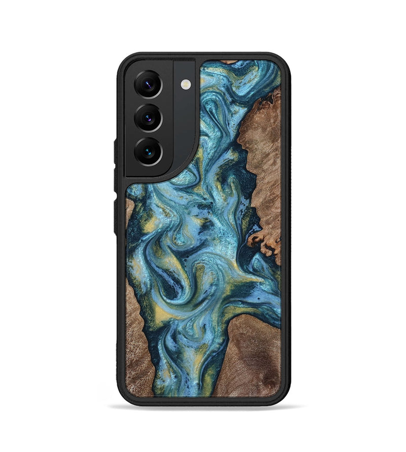 Galaxy S22 Wood Phone Case - Chace (Teal & Gold, 817672)