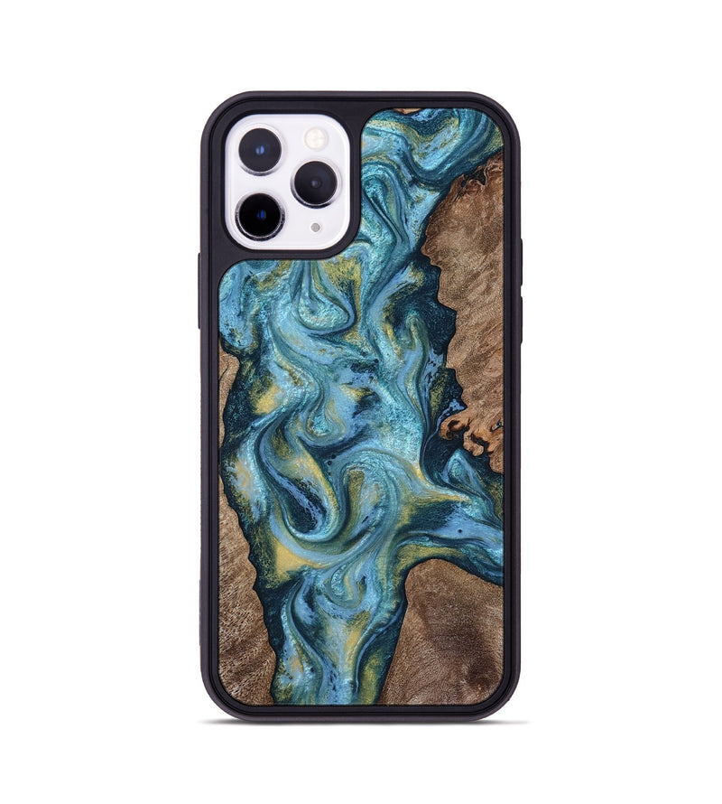iPhone 11 Pro Wood Phone Case - Chace (Teal & Gold, 817672)